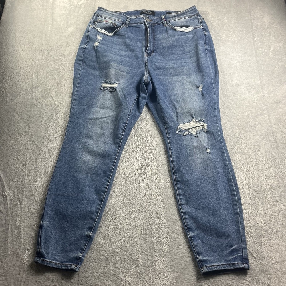 Judy Blue Jeans Women 18W Skinny Fit Elastic Waist Stretch Rainbow